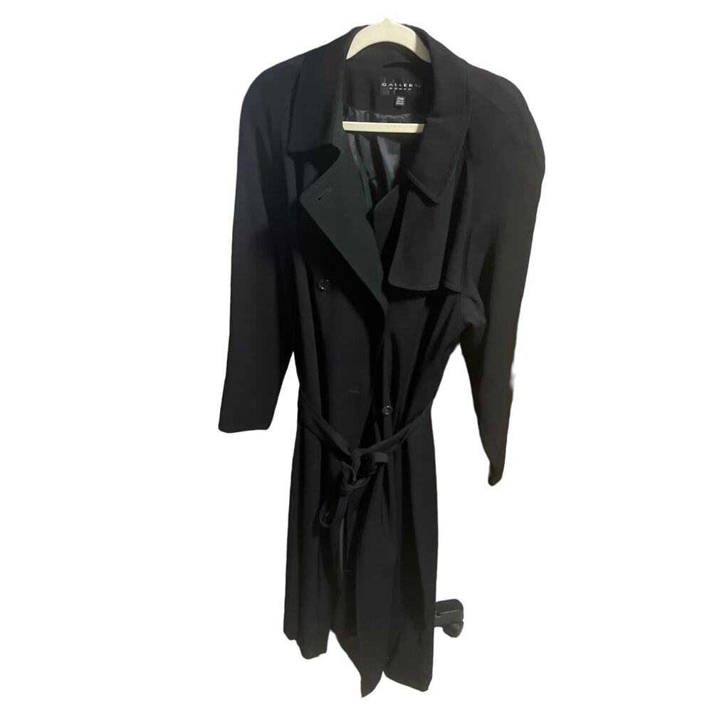 Vintage Gallery Woman Fully Lined Black Belted Trench Coat - Woman sz 22W - Picture 2 of 11